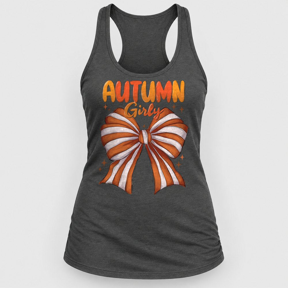 Autumn Girly Bow Racerback Tank