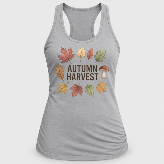 Autumn Harvest Leaves racerback tank in Silver
