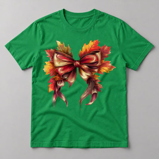 Autumn Leaf Bow tee in Kelly Green