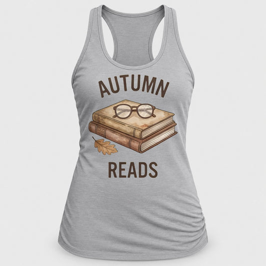Autumn Reads racerback tank in Silver