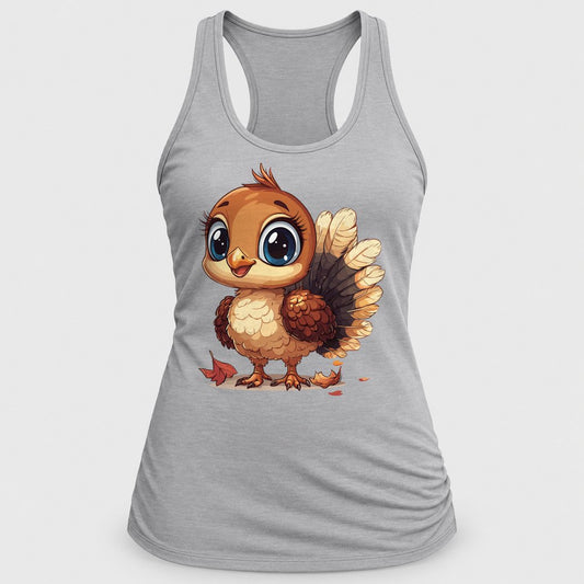 Baby Turkey racerback tank in Silver