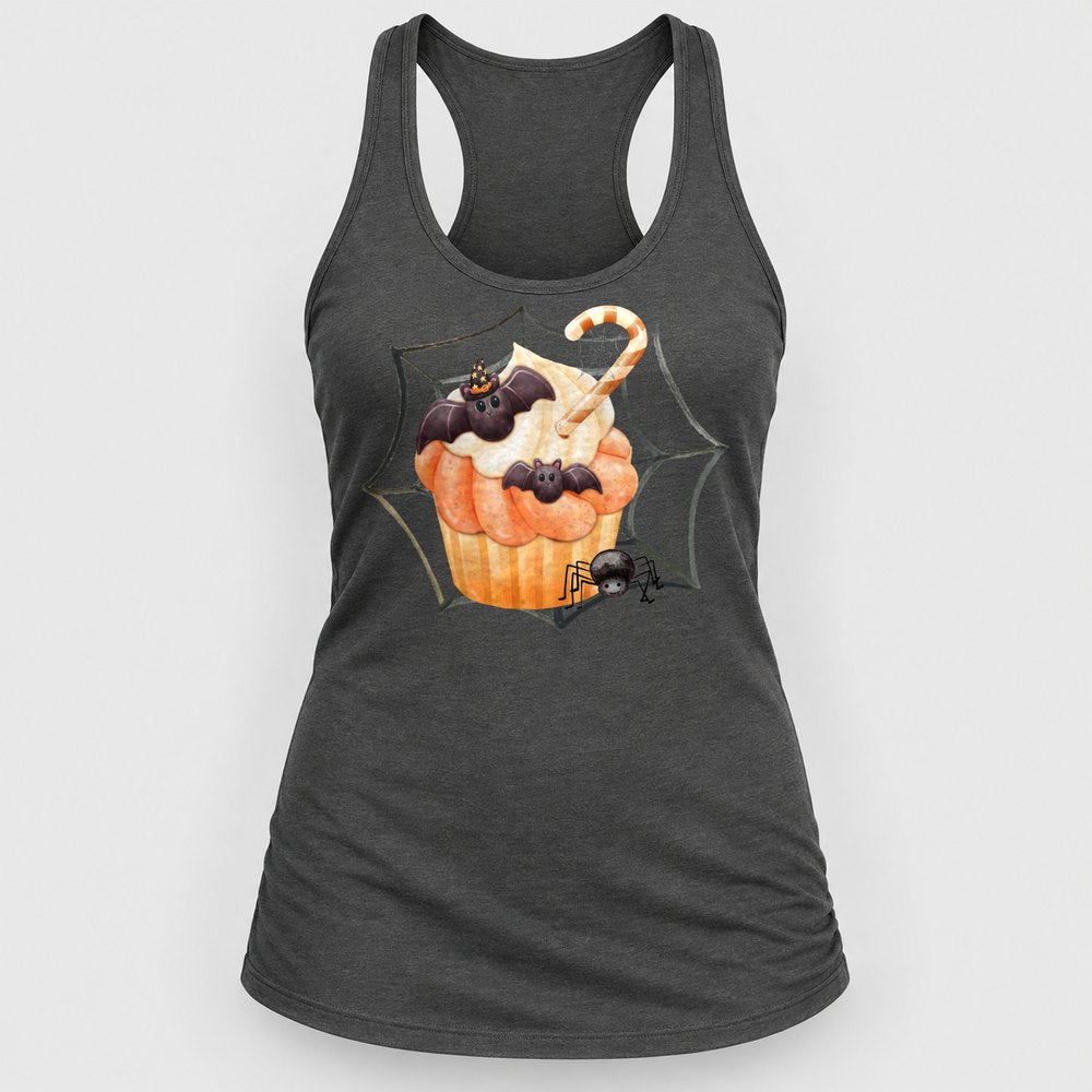 Bat Cupcake Web Racerback Tank