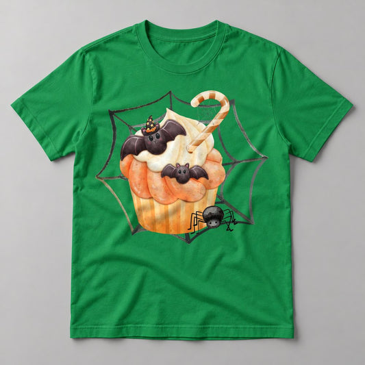 Bat Cupcake Web tee in Kelly Green