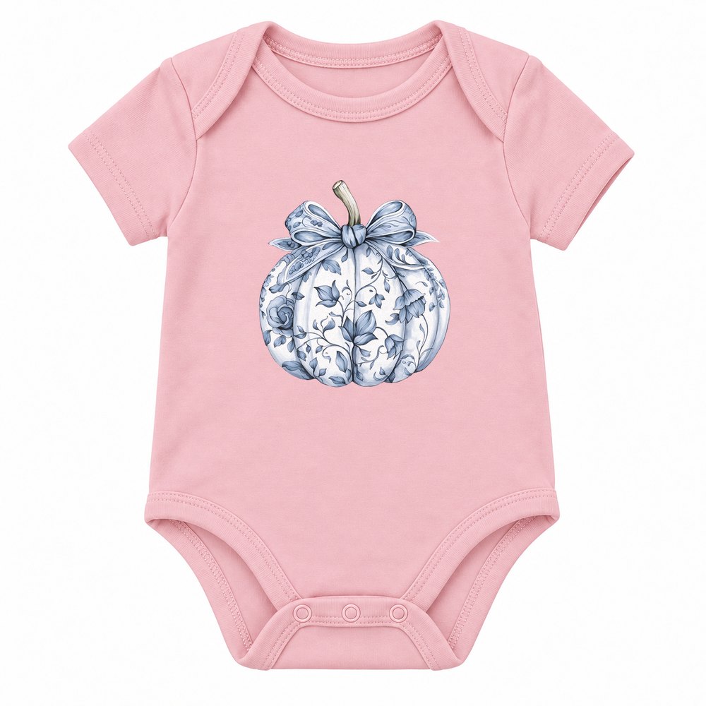 Blue Toile Pumpkin Fall Tee