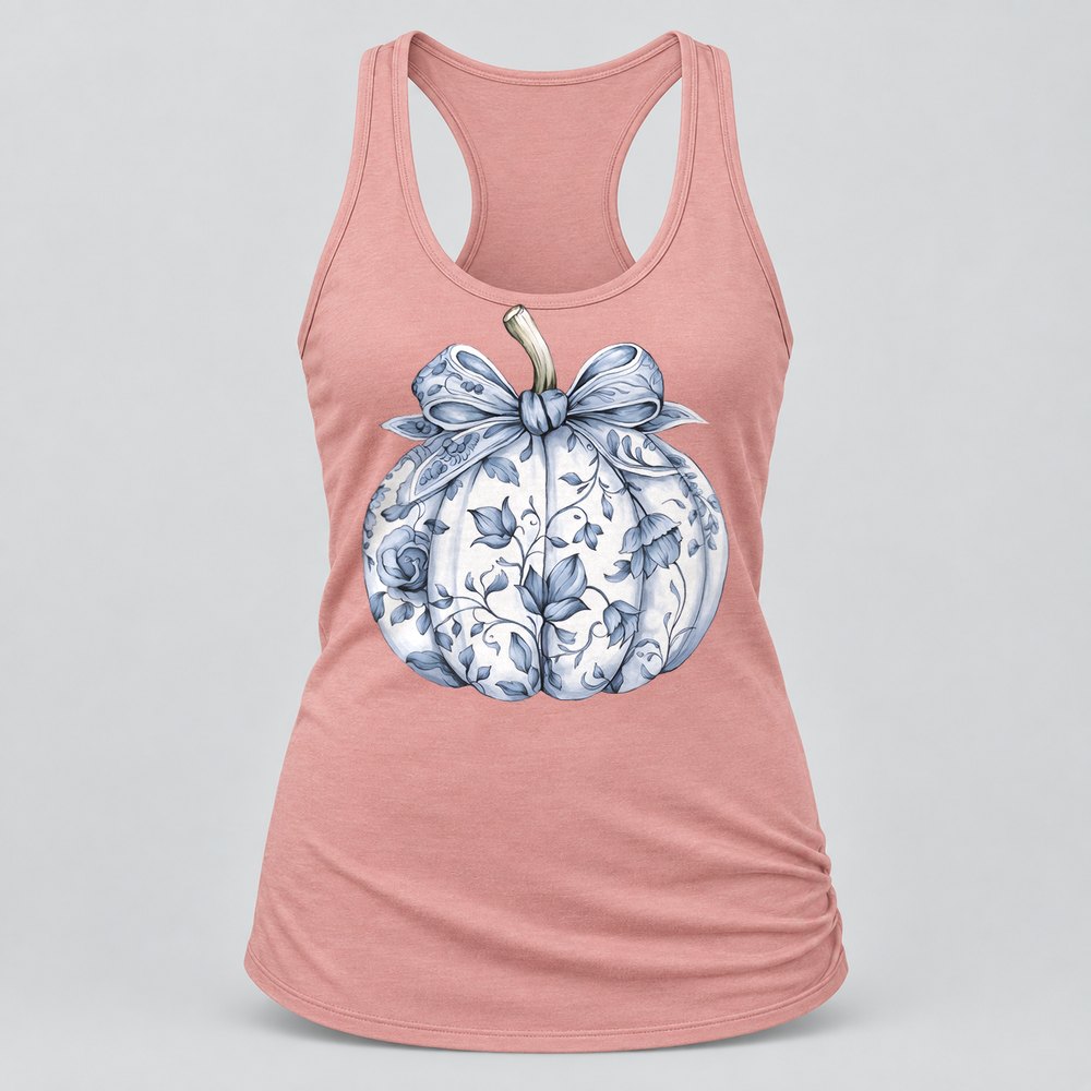 Blue Toile Pumpkin Racerback Tank