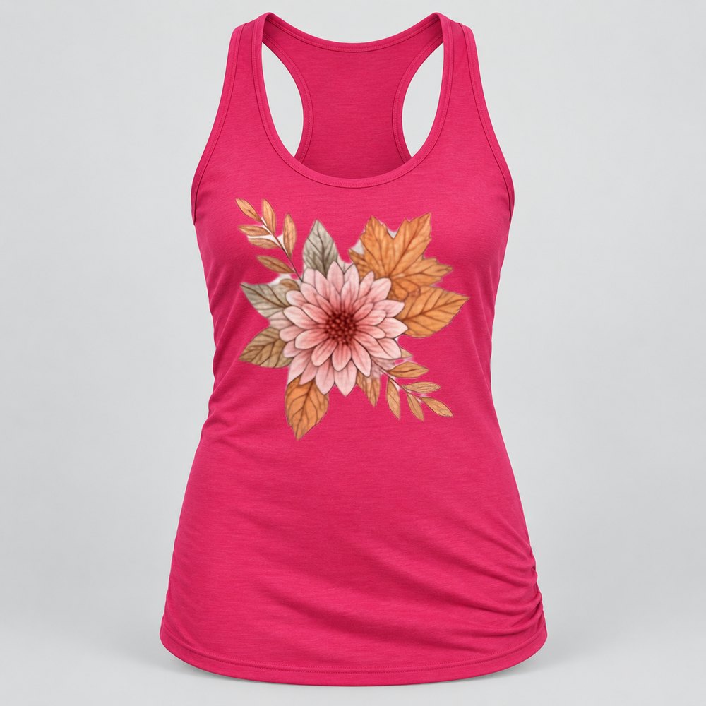 Blush Dahlia & Leaves Racerback Tank
