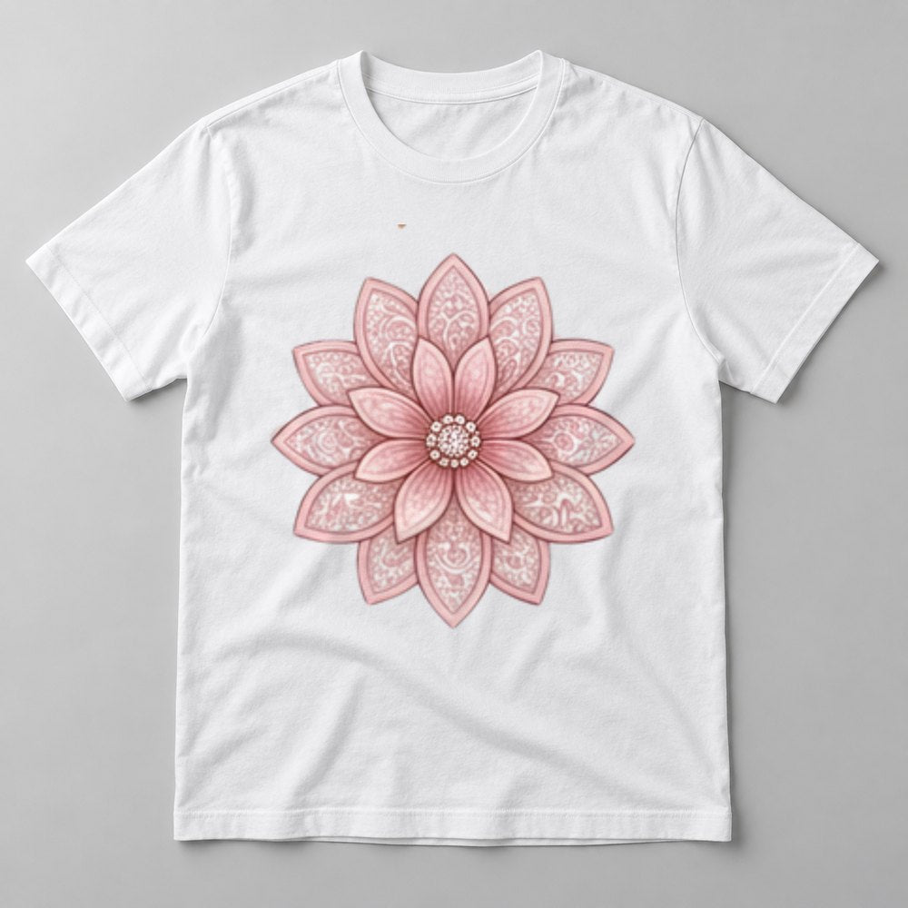 Blush Mandala Flower tee in White