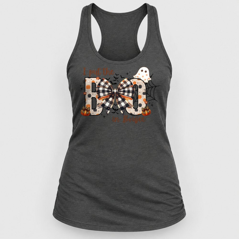 Boo in Bowjee Racerback Tank