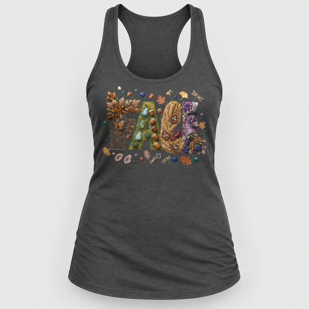 Botanical Jewel Fall Letters Racerback Tank