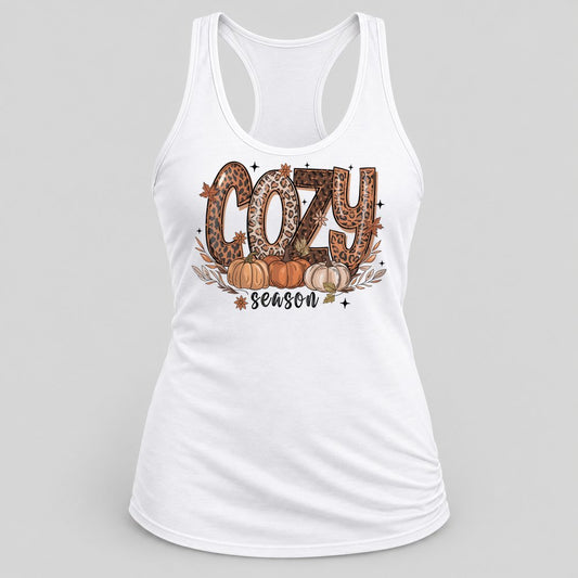 Cozy Season Leopard racerback tank in White