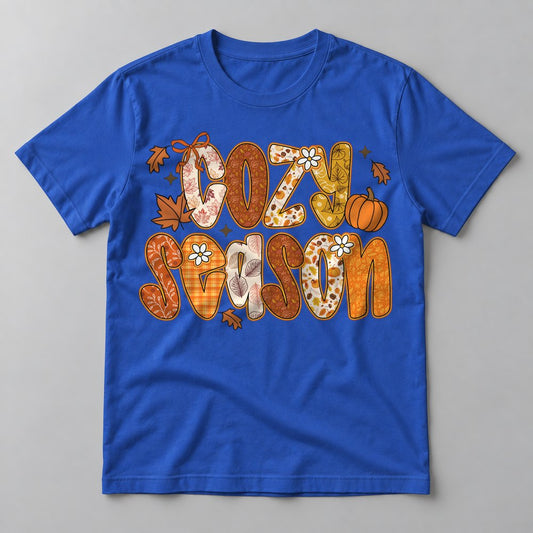 Cozy Season Orange tee in True Royal