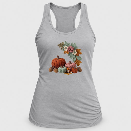 Crochet Pumpkin Patch racerback tank in Silver