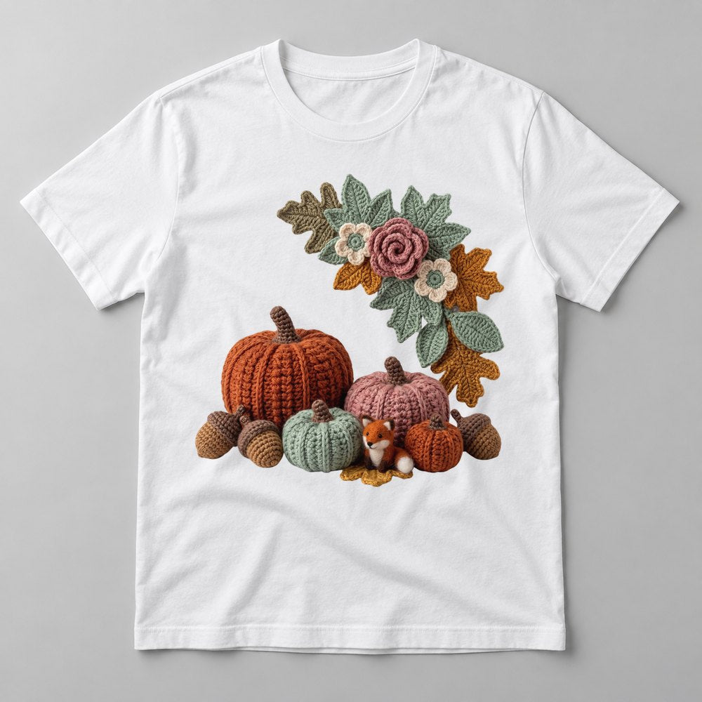 Crochet Pumpkin Patch tee in White