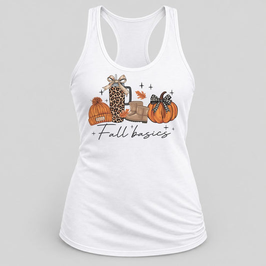 Fall Basics Leopard Tumbler racerback tank in White