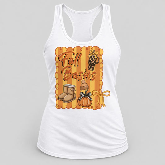 Fall Basics Stripes racerback tank in White