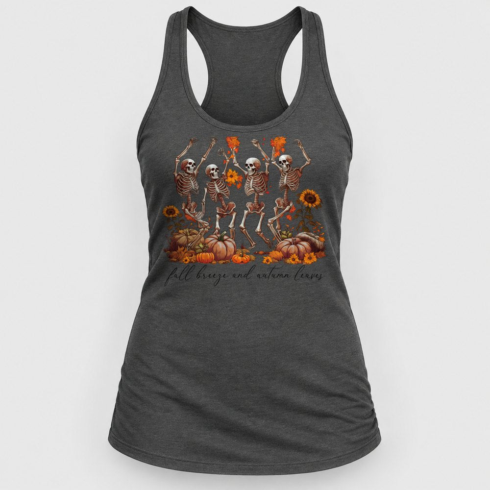 Fall Breeze Dancing Skeletons Racerback Tank