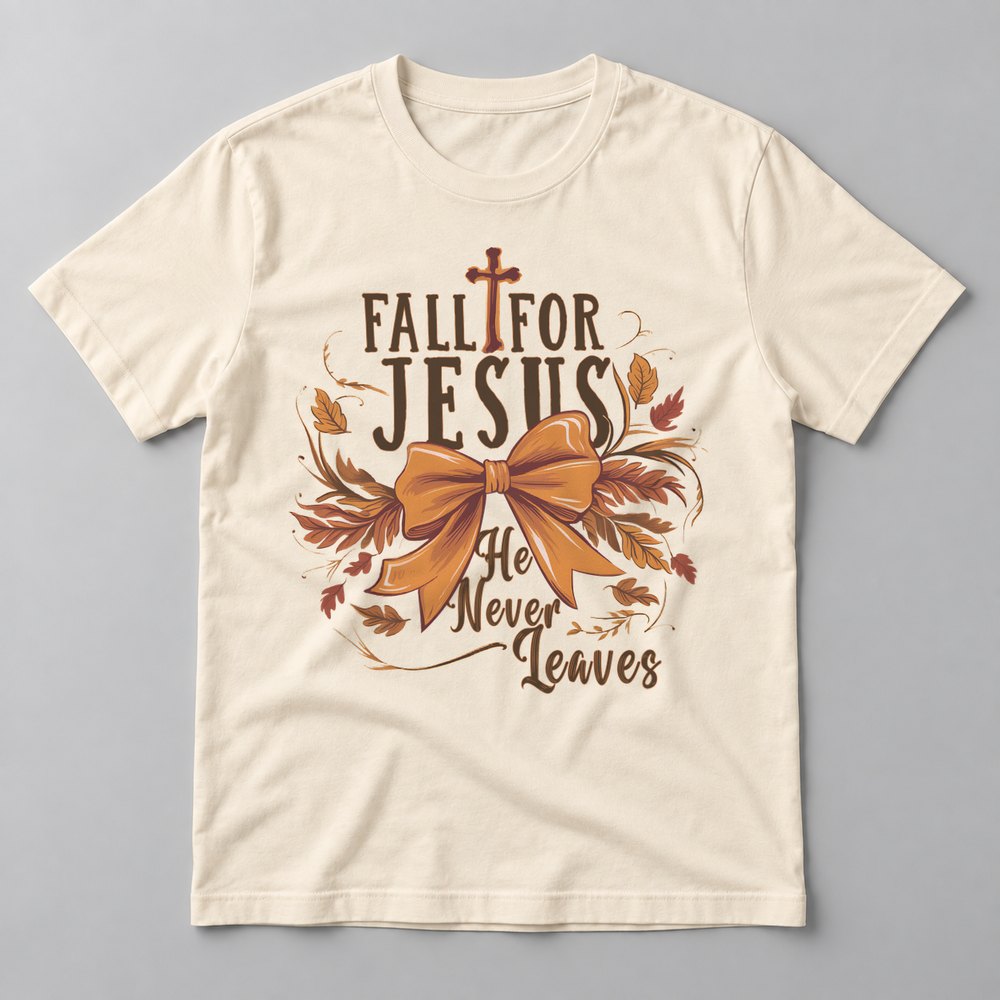 Fall for Jesus Bow tee in Natural