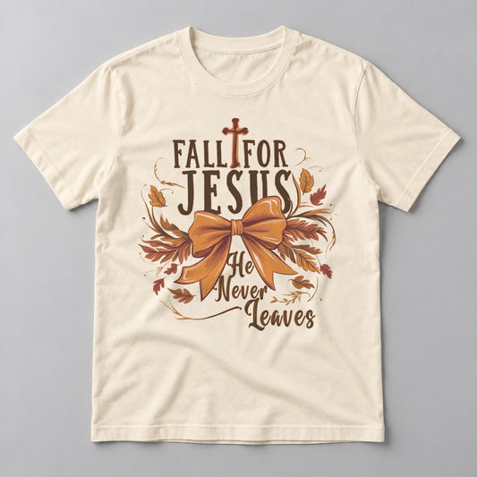 Fall for Jesus Bow tee in Natural
