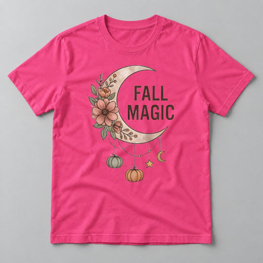 Fall Magic Moon tee in Hot Pink