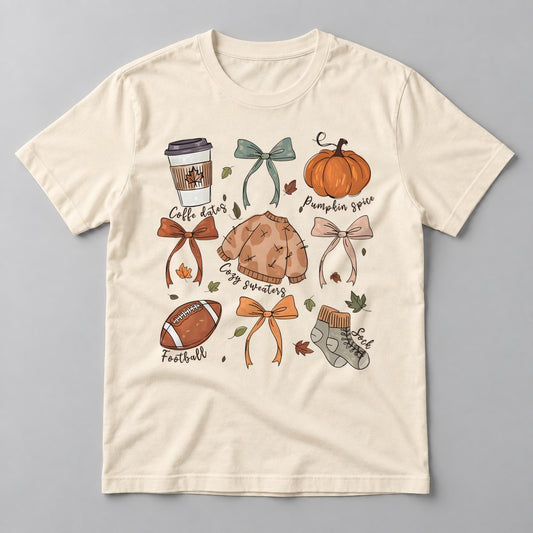 Fall Season Doodles tee in Natural