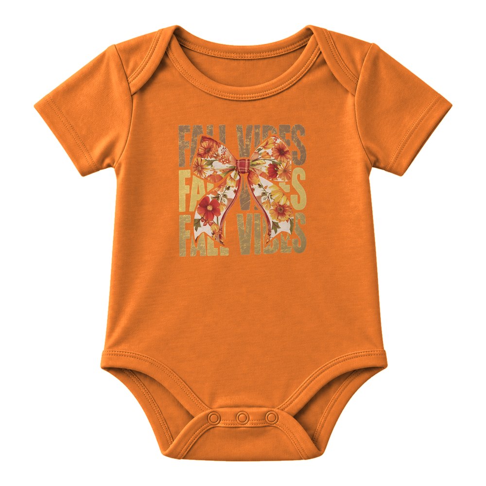 Fall Vibes Floral Bow Gold Fall Tee