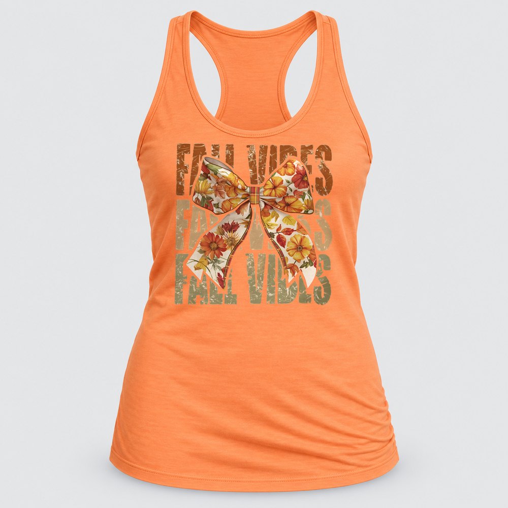 Fall Vibes Floral Bow Olive Racerback Tank