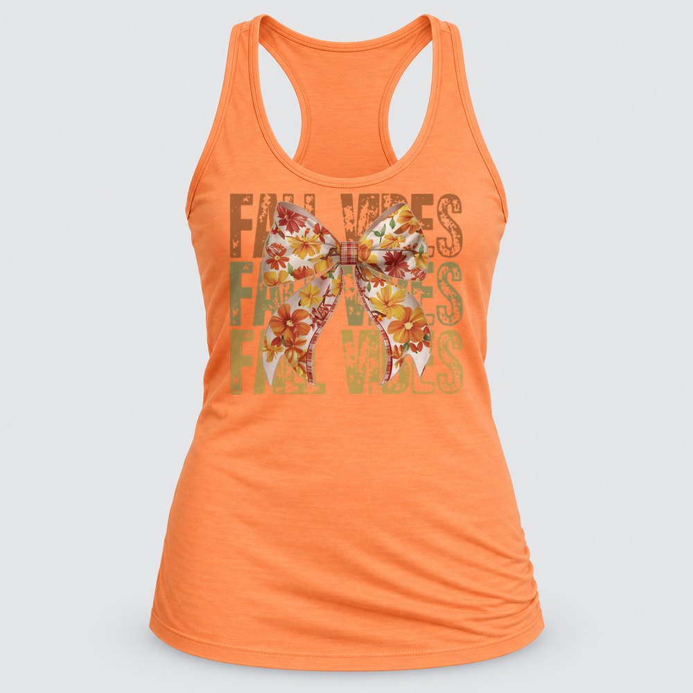 Fall Vibes Floral Bow Rose Racerback Tank