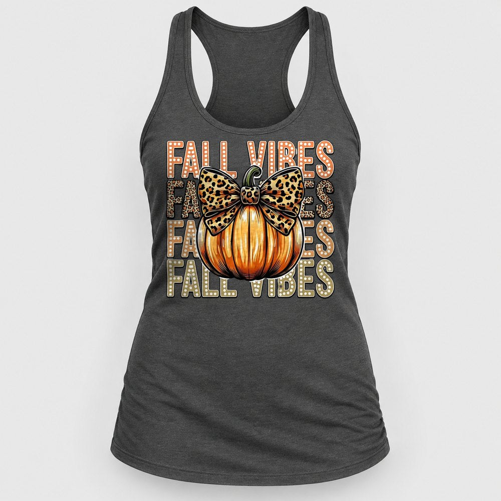 Fall Vibes Leopard Bow Racerback Tank