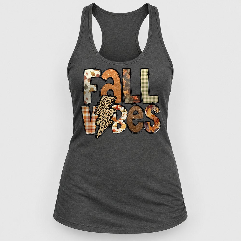 Fall Vibes Patchwork Racerback Tank