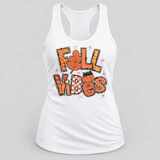 Fall Vibes Retro racerback tank in White