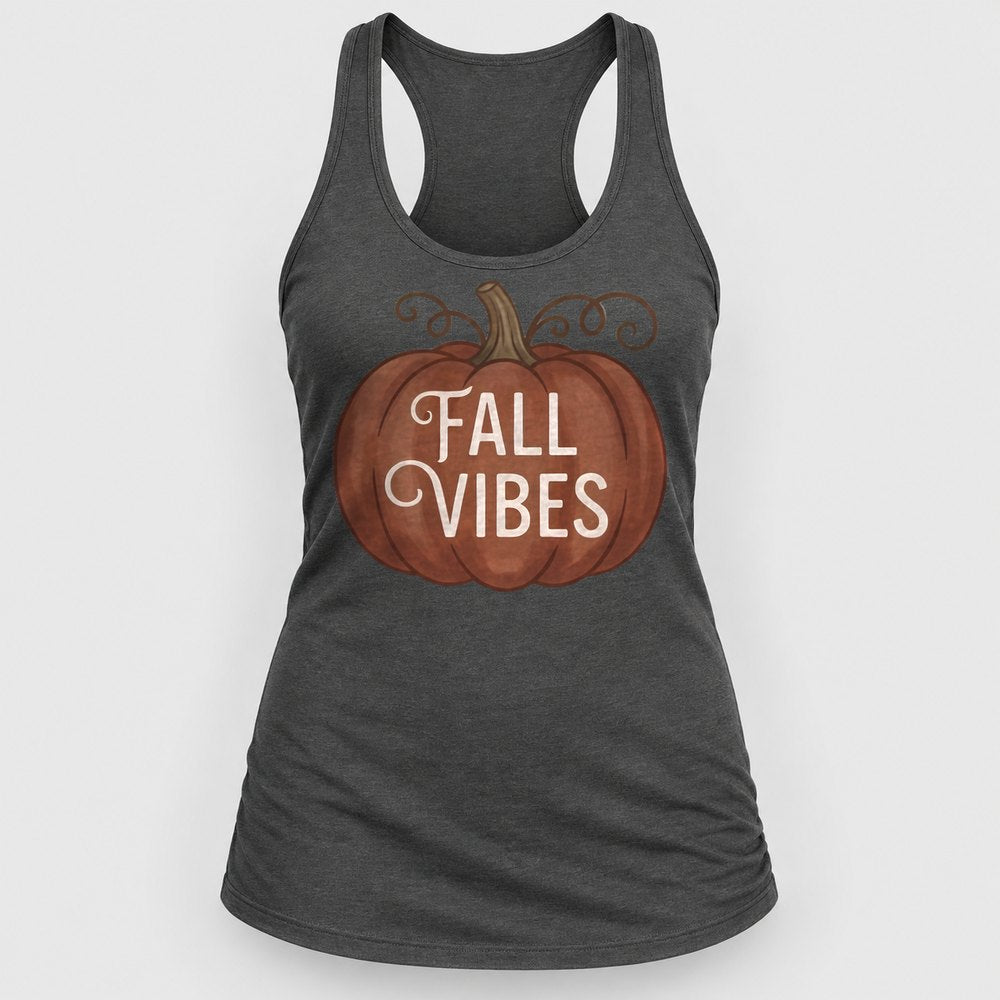 Fall Vibes Rust Pumpkin Racerback Tank