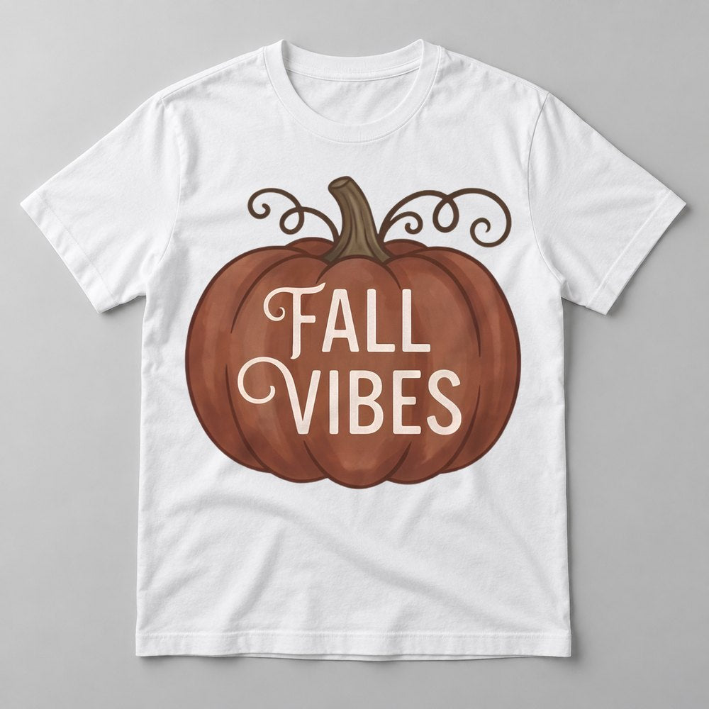 Fall Vibes Rust Pumpkin tee in White