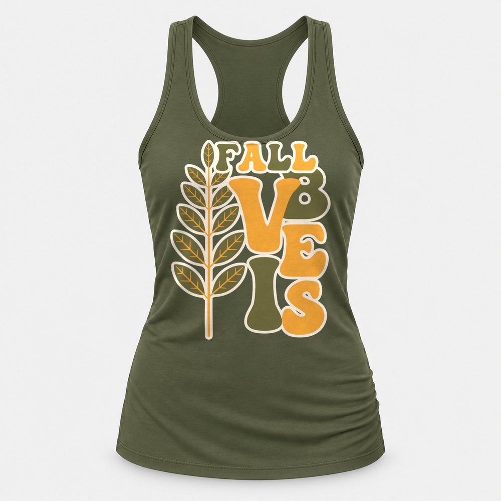 Fall Vibes Wheat Racerback Tank
