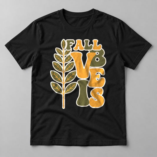 Fall Vibes Wheat tee in Black