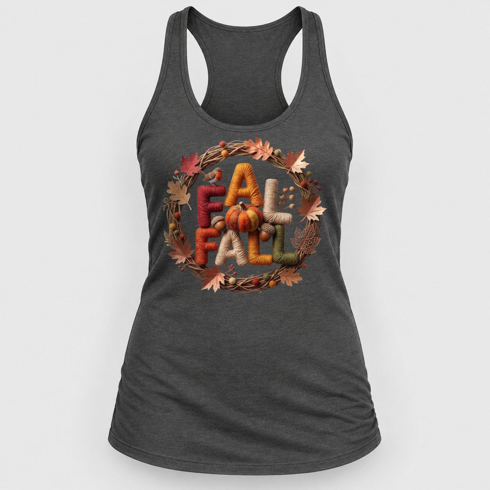 Fall Yarn Wreath Racerback Tank