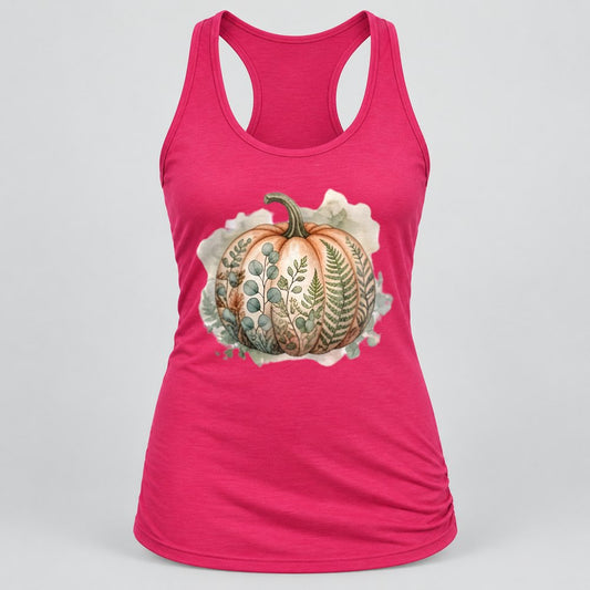 Fern Botanical Pumpkin racerback tank in Raspberry