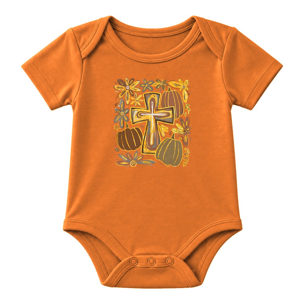 Floral Cross Pumpkins Fall Tee