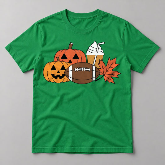 Football Fall Favorites tee in Kelly Green
