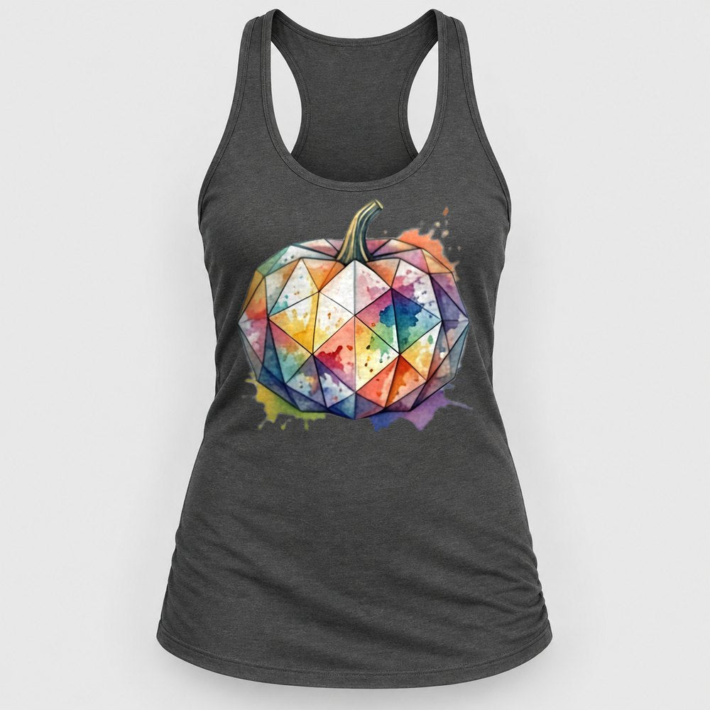 Geometric Watercolor Pumpkin Racerback Tank