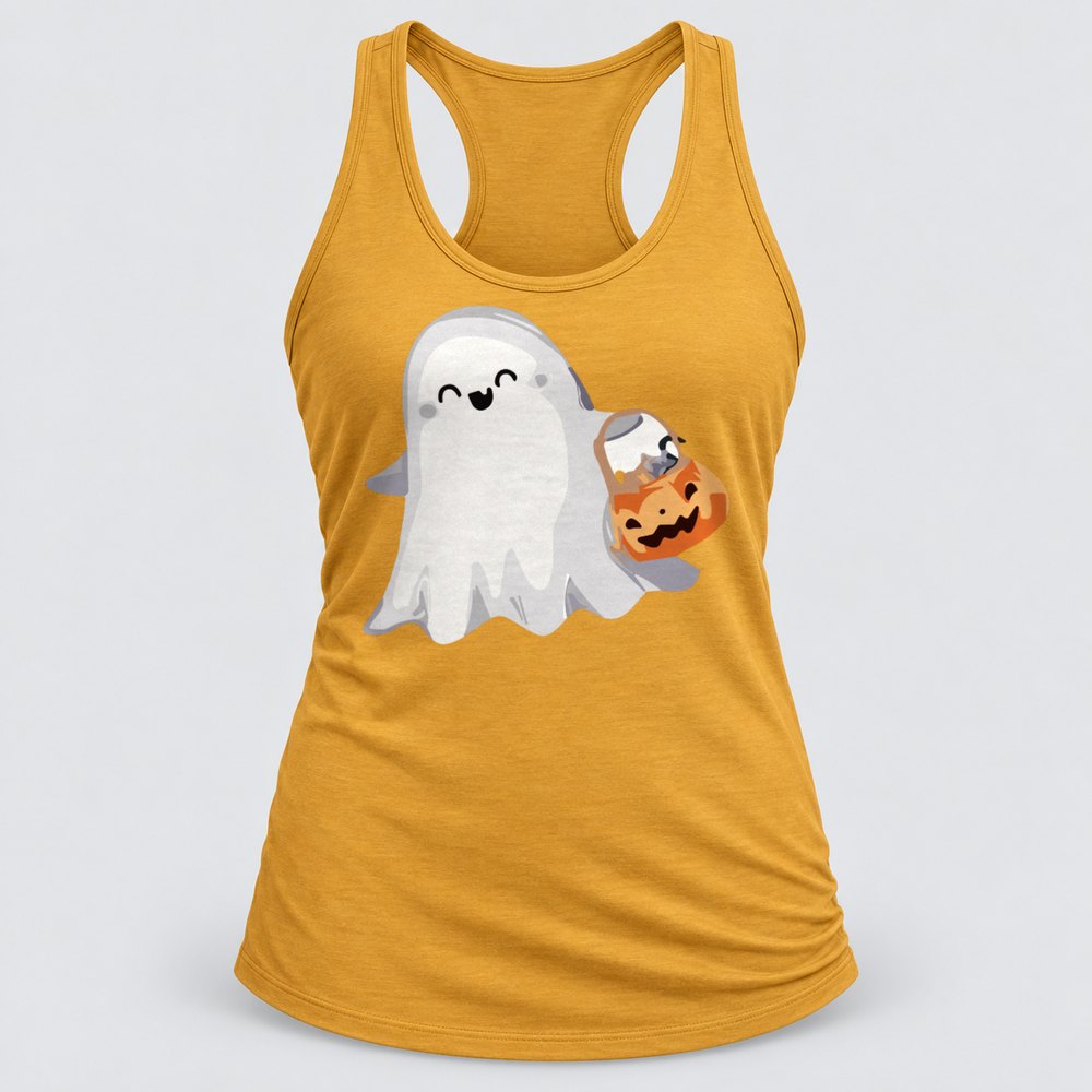 Ghost with Candy Bucket Racerback Tank
