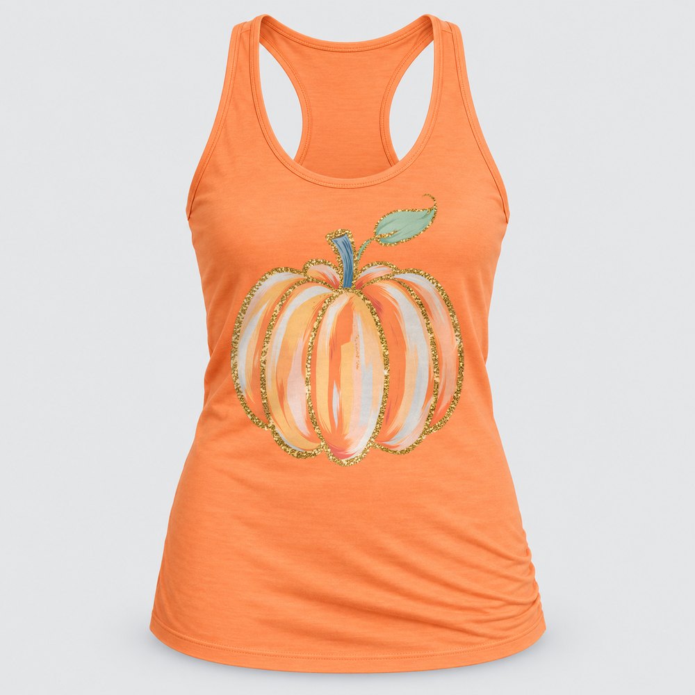 Glitter Striped Pumpkin Racerback Tank