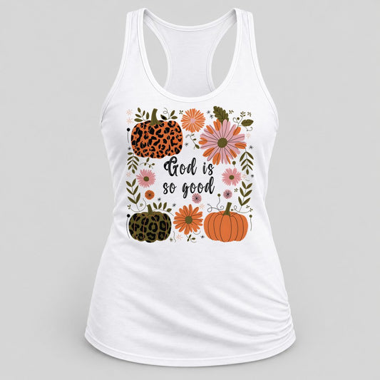 God Is So Good racerback tank in White