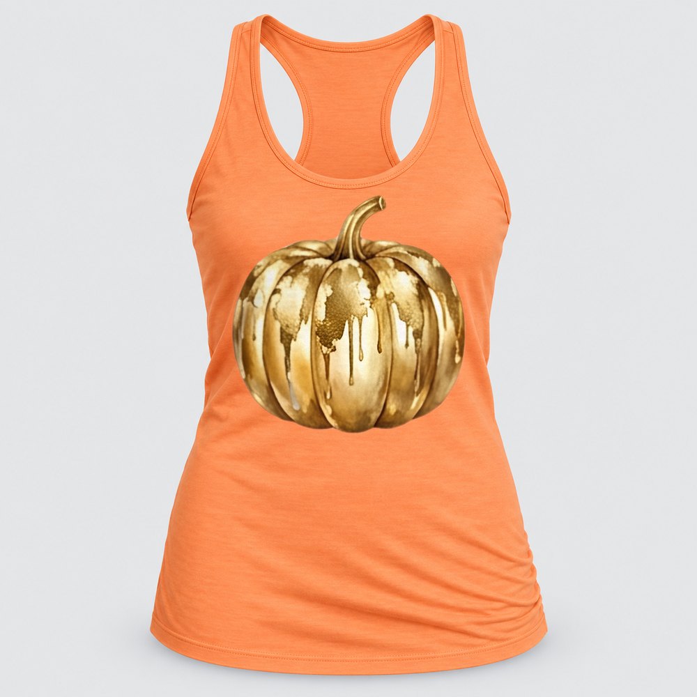 Gold Drip Pumpkin Racerback Tank