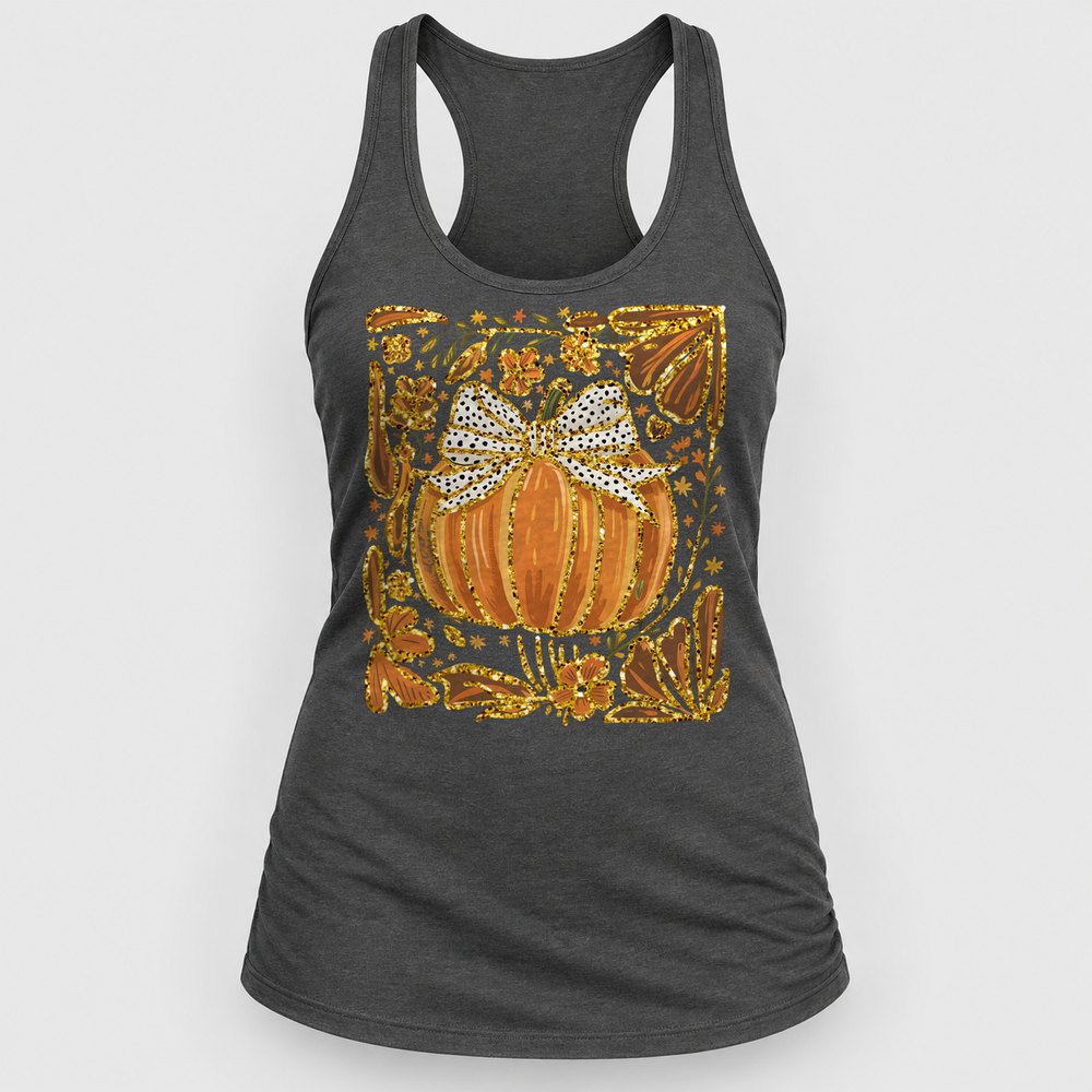 Gold Pumpkin Frame Racerback Tank