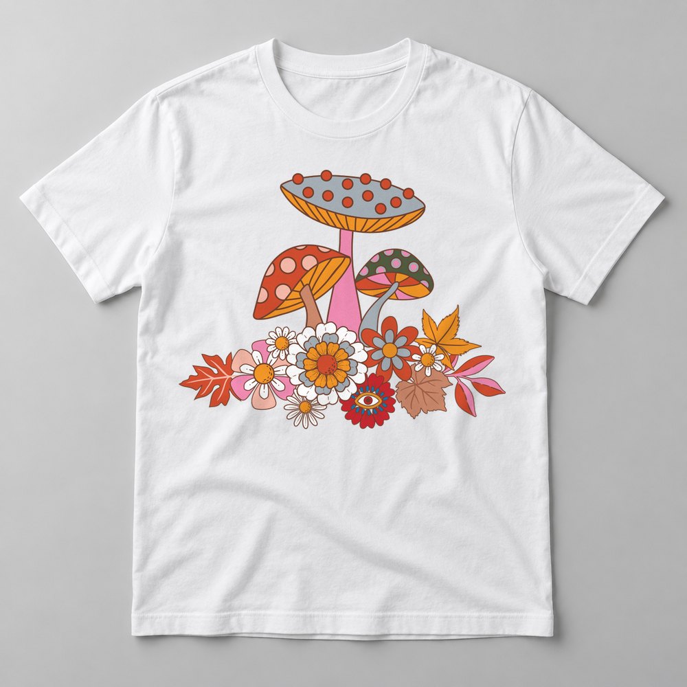 Groovy Mushroom Bouquet tee in White