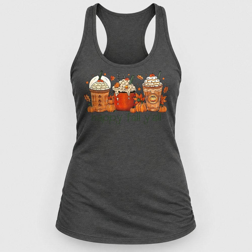 Happy Fall Y'all Lattes Racerback Tank