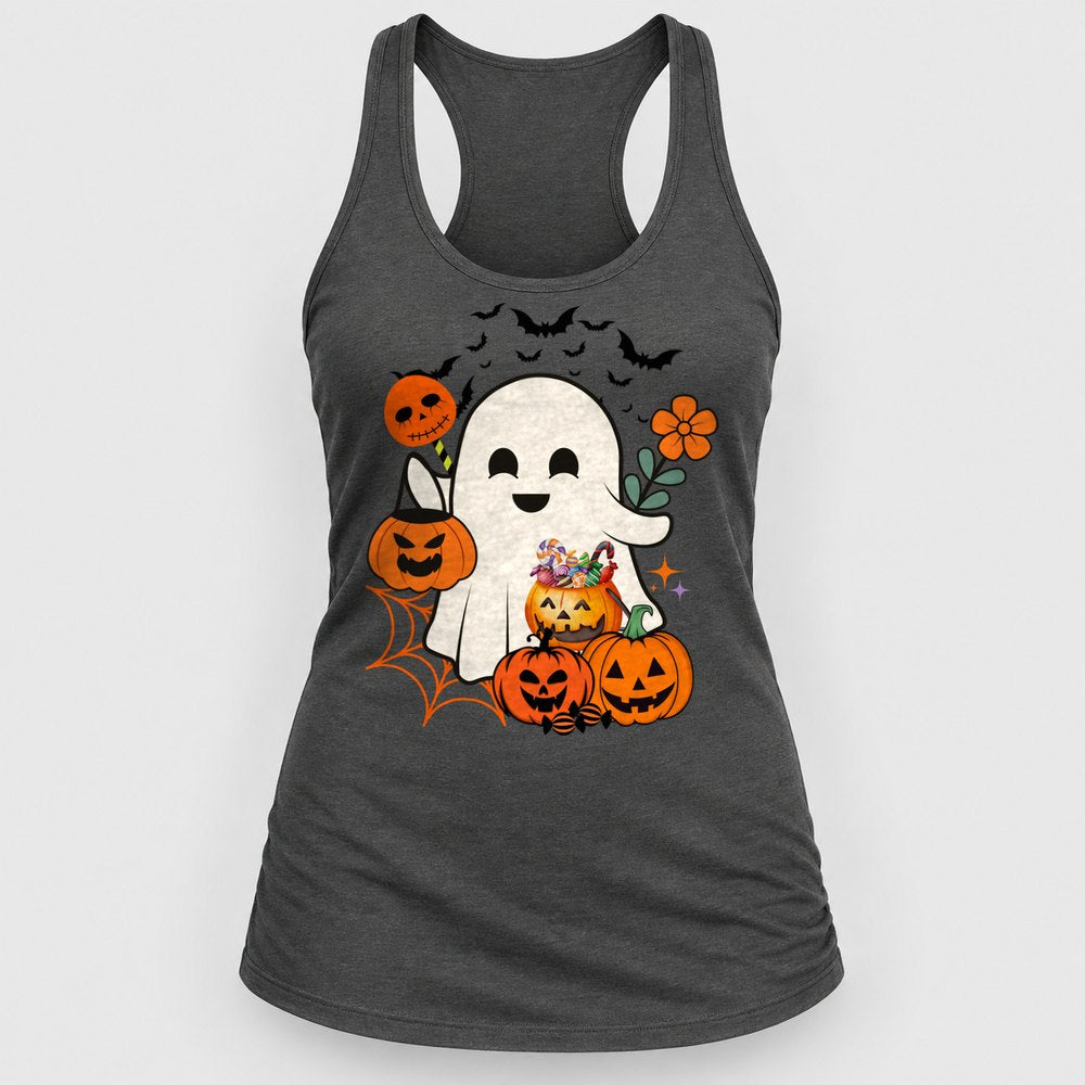 Happy Ghost Trick or Treat Racerback Tank
