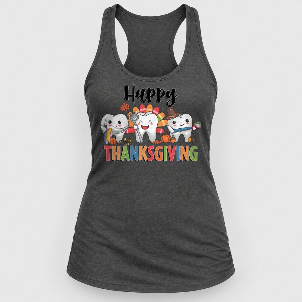 Happy Thanksgiving Teeth Racerback Tank