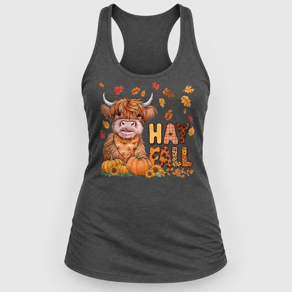 Hay Fall Highland Cow Racerback Tank