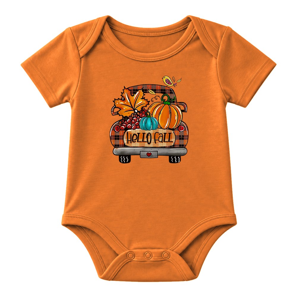 Hello Fall Plaid Truck Fall Tee